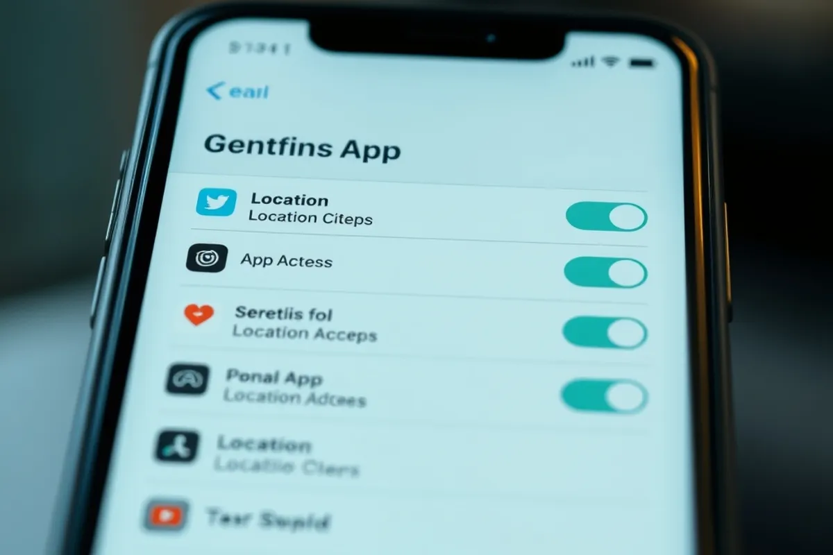 A smartphone settings screen showing location access options for several apps